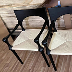Стул дизайнерский с плетеным сидением Kronos Dining Chair Black варинант исполнения - 2 | Loft Concept в Твери