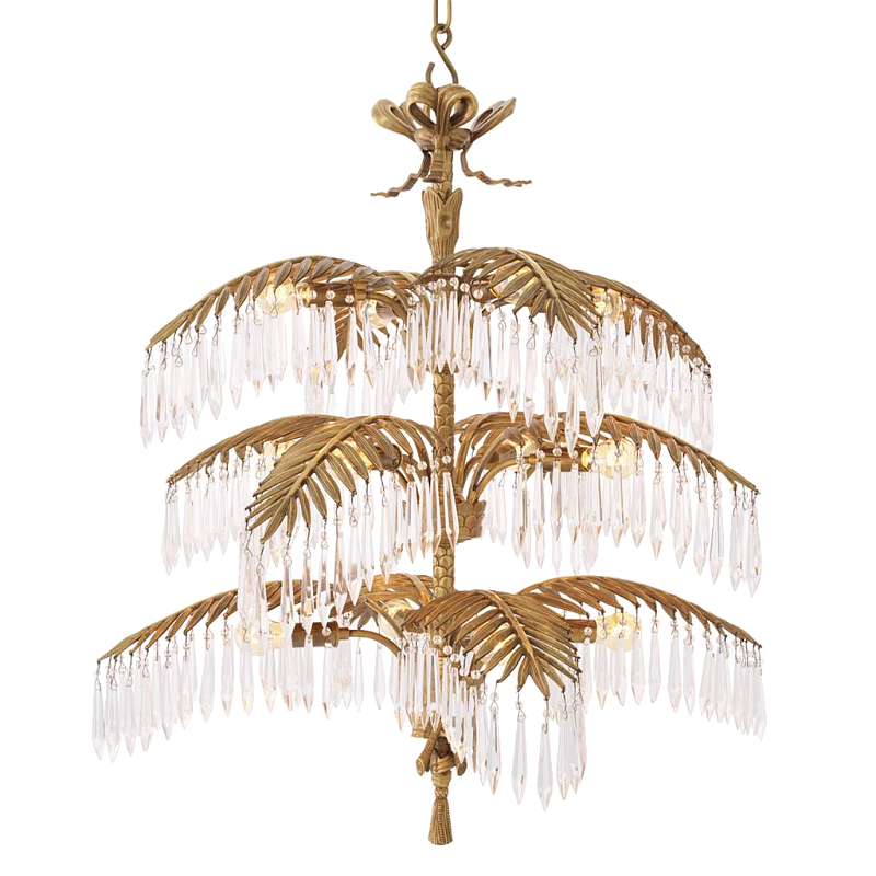 Люстра Eichholtz Chandelier Hildebrandt L Латунь Прозрачный (Transparent) в Твери | Loft Concept 