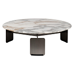 Столик журнальный с круглой мраморной столешницей на трех опорах Marble Stone Drawing варинант исполнения - 6 | Loft Concept в Твери