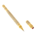 Ручка шариковая металлическая с гравировкой и красным фианитом в деревянной коробке Metal Pens варинант исполнения - 2 | Loft Concept в Твери