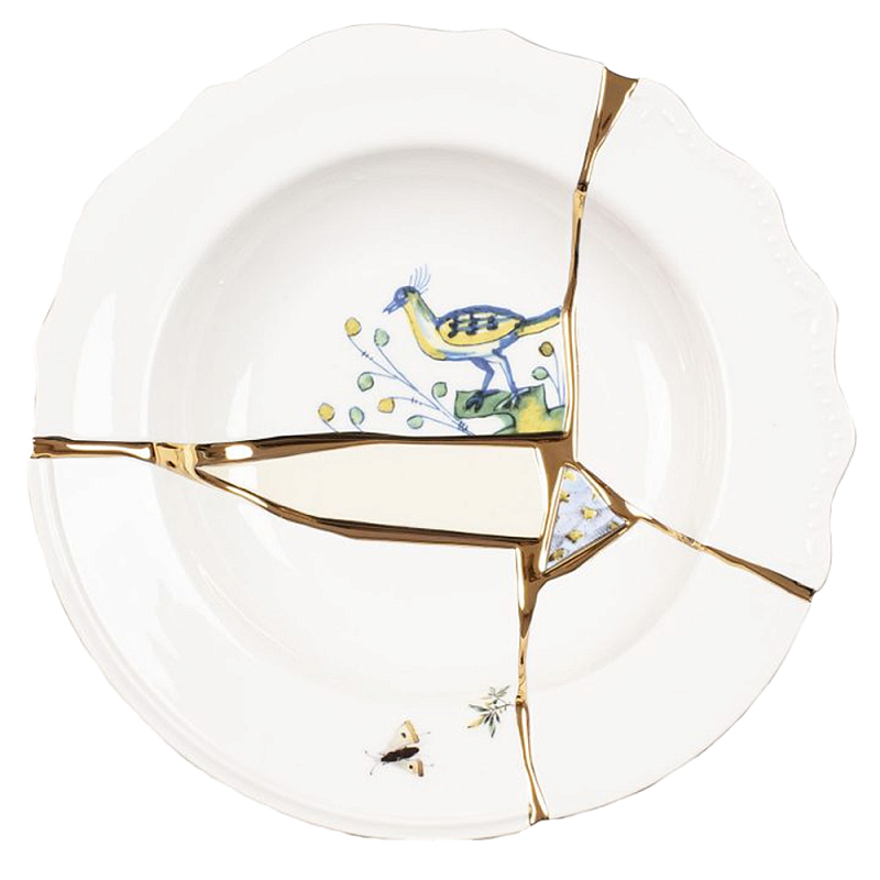 Тарелка глубокая Seletti Kintsugi Белый Золотой Мульти в Твери | Loft Concept 