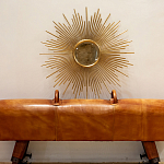 Зеркало-солнце круглое в раме из металла с золотыми с лучами Rays of Peace варинант исполнения - 2 | Loft Concept в Твери