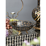 Блюдо черного цвета из фрафора на бронзовых ножках Eden Garden porcelain and bronze варинант исполнения - 3 | Loft Concept в Твери