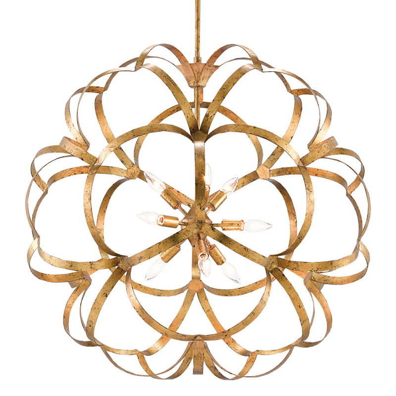 Люстра круглая в виде объёмного цветка Golden Flower Sphere Золотой Люстра круглая в виде объёмного цветка Golden Flower Sphere Золотой в Твери | Loft Concept
