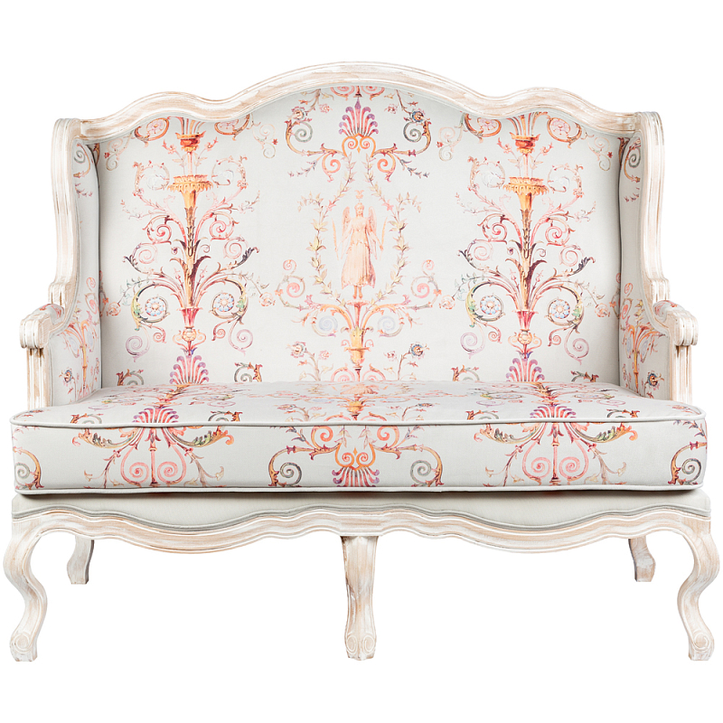 Двухместный диван из массива бука серый с растительным орнаментом Raffael Blue Grey Sofa Мульти Светло-серый Бежевый Двухместный диван из массива бука серый с растительным орнаментом Raffael Blue Grey Sofa Мульти Светло-серый Бежевый в Твери | Loft Concept