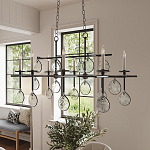 Люстра подвесная с 8-ю лампами и стеклянными круглыми подвесками Currey & Company варинант исполнения - 3 | Loft Concept в Твери