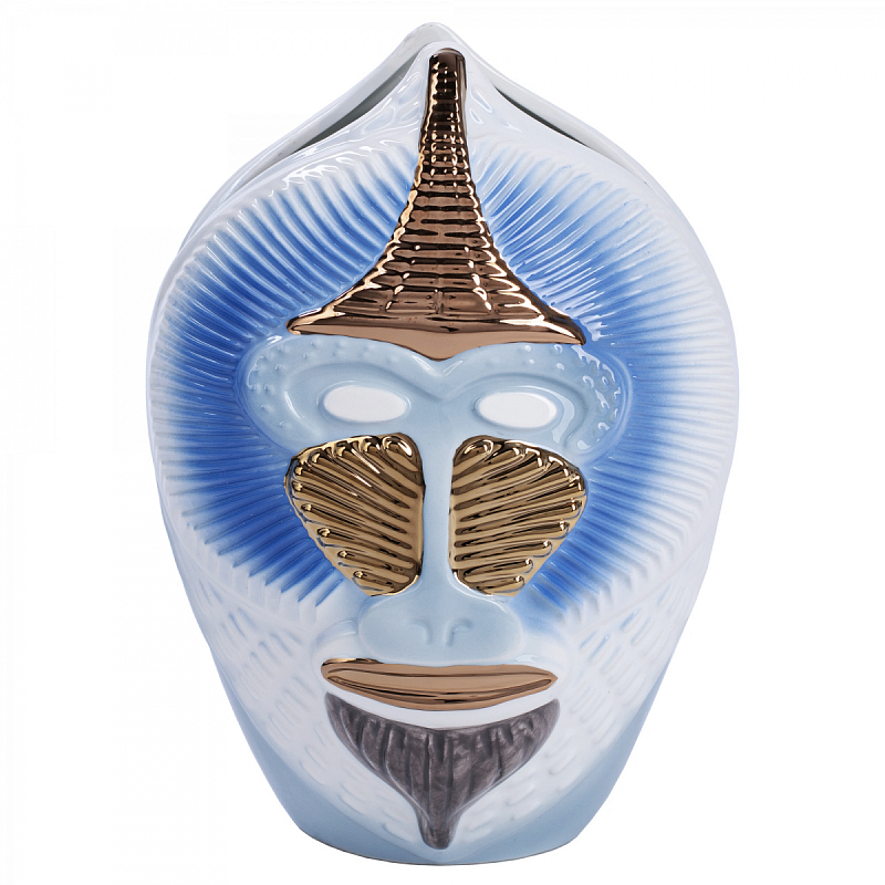 Ваза Primates Mandrillus blue Светло-синий Золотой Ваза Primates Mandrillus blue Светло-синий Золотой в Твери | Loft Concept