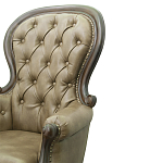 Кресло кожаное с мягкими подлокотниками на 4-х деревянных ножках Evelyn Classical Armchair варинант исполнения - 5 | Loft Concept в Твери