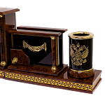 Настольный письменный набор с часами из природного камня обсидиана Royal Set варинант исполнения - 3 | Loft Concept в Твери