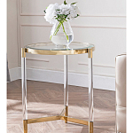 Золотой приставной столик с круглой стеклянной столешницей Weightless Table варинант исполнения - 8 | Loft Concept в Твери