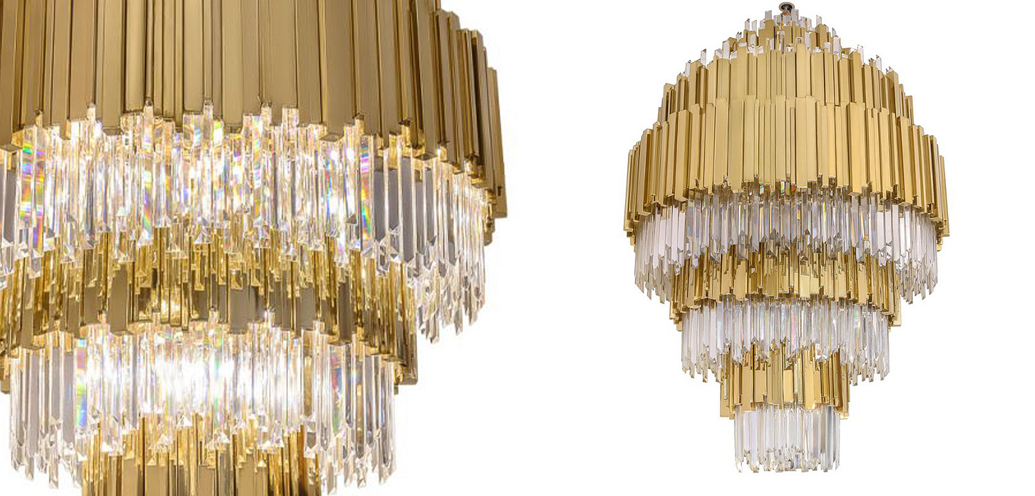 Большая многоярусная люстра Luxxu Modern Cascade Chandelier Gold Metal Glass 93 Большая многоярусная люстра Luxxu Modern Cascade Chandelier Gold Metal Glass 93 - Loft-Concept в Твери