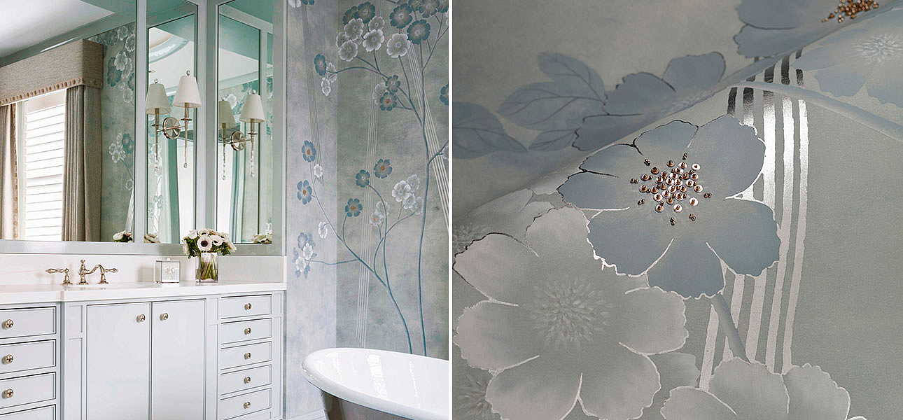 Обои ручная роспись Anemones in Light Special Colourway SC-235 on grey edo painted silk Обои ручная роспись Anemones in Light Special Colourway SC-235 on grey edo painted silk - Loft-Concept в Твери