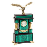 Часы настольные из натурального камня Малахит с декором в виде орла Eagle Stone Clock варинант исполнения - 2 | Loft Concept в Твери