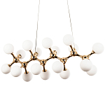 Линейная люстра с плафонами из стеклянных шаров Pearls Suspension Linear Gold Chandelier варинант исполнения - 1 | Loft Concept в Твери