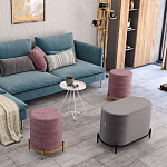 Банкетка круглая пыльно-розовый велюр на 4-х металлических ножках золотого цвета SANJAY варинант исполнения - 6 | Loft Concept в Твери