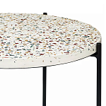 Кофейный столик с круглой разноцветной столешницей на 4-х черных ножках Multicolored Stone Composite варинант исполнения - 2 | Loft Concept в Твери