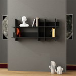 Полка прямая подвесная двухъярусная цвета антрацит BEADS BOOKCASE ANTHRACITE варинант исполнения - 1 | Loft Concept в Твери