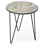 Стол журнальный c круглой столешницей из стекла серого цвета Gray and Gold Marble варинант исполнения - 1 | Loft Concept в Твери