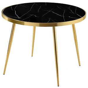 Стол обеденный Calhano круглый столешница черный мрамор