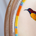 Стул бежевый в разноцветную полоску из натурального бука с изображением птиц и цветов Blooming Birds Colorful Stripes Chair варинант исполнения - 5 | Loft Concept в Твери