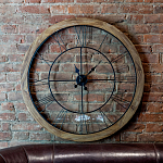 Часы настенные деревянные с римскими цифрами чёрного цвета Clock with History варинант исполнения - 2 | Loft Concept в Твери