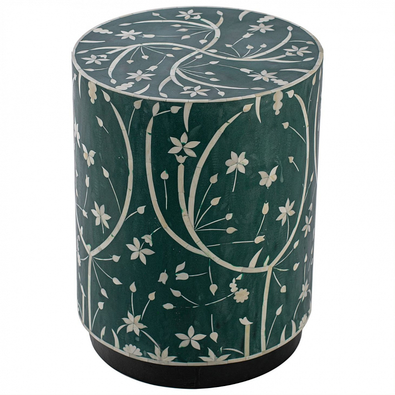 Табурет Green Flower Indian Bone Inlay stool Зеленый Табурет Green Flower Indian Bone Inlay stool Зеленый в Твери | Loft Concept