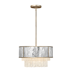 Люстра круглая с подвесками из текстурированного стекла молочного цвета Hinkley варинант исполнения - 9 | Loft Concept в Твери