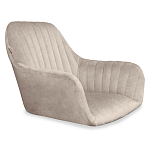 Барный стул со спинкой и подлокотниками на 4-х коричневых деревянных ножках Бежевый Велюр Ava Charm варинант исполнения - 5 | Loft Concept в Твери