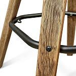 Барный стул со спинкой и металлической подставкой на 4-х деревянных ножках Зеленый Велюр Vendramin Chair варинант исполнения - 7 | Loft Concept в Твери