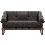 Двухместный диван Duncan винтажная черная кожа варинант исполнения - 1 | Loft Concept в Твери