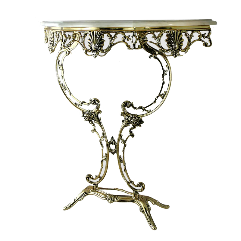 Консоль из бронзы с мраморной столешницей Bronze De Console Бронза Белый Мрамор Bianco в Твери | Loft Concept 