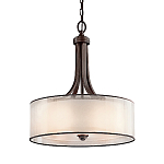 Люстра подвесная с двойным круглым плафоном из органзы и матового стекла Kichler варинант исполнения - 5 | Loft Concept в Твери