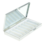 Таблетница карманная прямоугольная на 7 отделений с зеркалом и накладкой из натурального камня Содалит Silver Stone Pillboxes варинант исполнения - 2 | Loft Concept в Твери