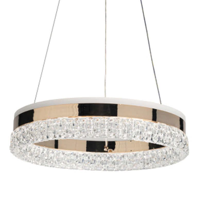 Люстра в виде кольца золотого цвета с прозрачными вставками Radiant Rail Прозрачный Золотой в Твери | Loft Concept 