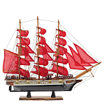 Декоративная модель деревянного парусника с красными парусами в подарочной упаковке With The low варинант исполнения - 1 | Loft Concept в Твери