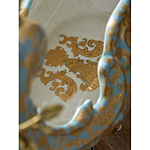 Чаша голубого цвета с оранментом и и бронзовыми фигурами леопардов Eden Garden варинант исполнения - 11 | Loft Concept в Твери