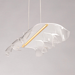 Люстра линейная с 3-мя белыми волнистыми плафонами Wave Line варинант исполнения - 7 | Loft Concept в Твери