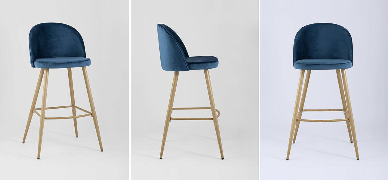 Барный Стул Miruna Chair Синий Велюр Барный Стул Miruna Chair Синий Велюр - Loft-Concept в Твери