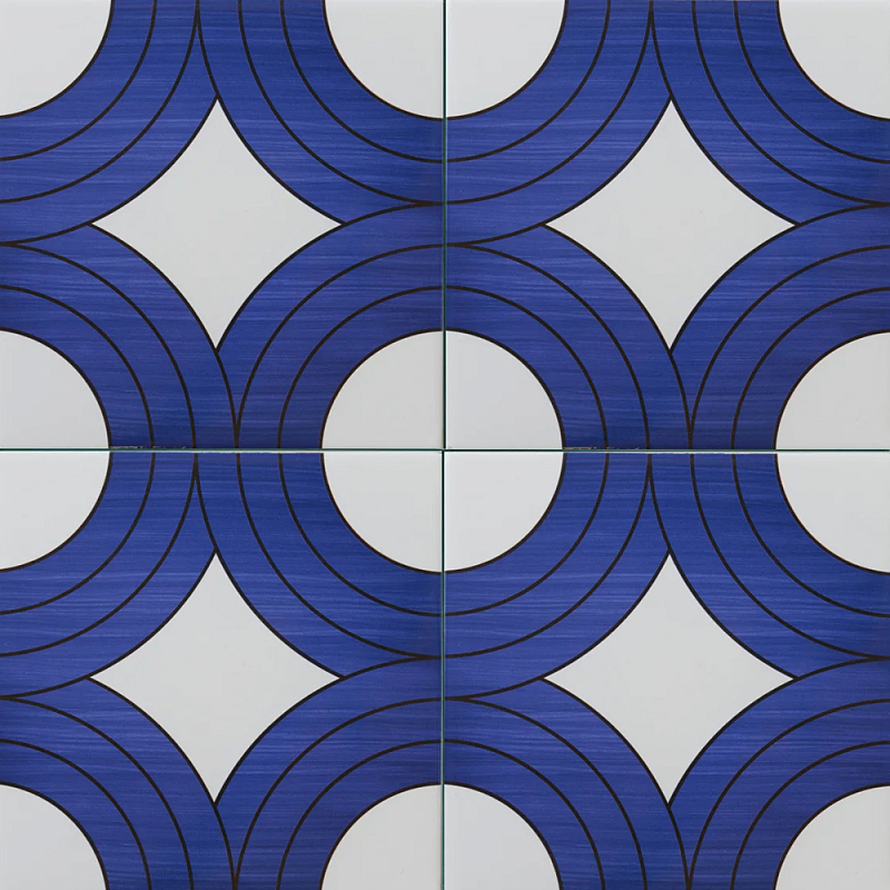 Дизайнерская плитка с узором Восьмерки Синий Белый в Твери | Loft Concept 
