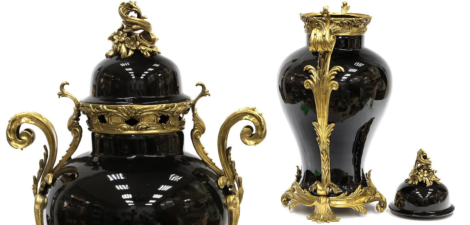 Большая ваза Selenia Black Vase Bronze Patterns Большая ваза Selenia Black Vase Bronze Patterns - Loft-Concept в Твери