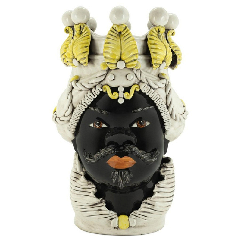 Ваза Vase Moro Man Yellow Big Черный Бежевый Желтый Ваза Vase Moro Man Yellow Big Черный Бежевый Желтый в Твери | Loft Concept