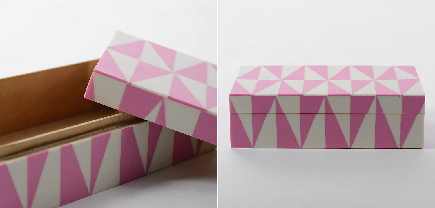 Шкатулка Pink Triangles Bone Inlay Box Шкатулка Pink Triangles Bone Inlay Box - Loft-Concept в Твери