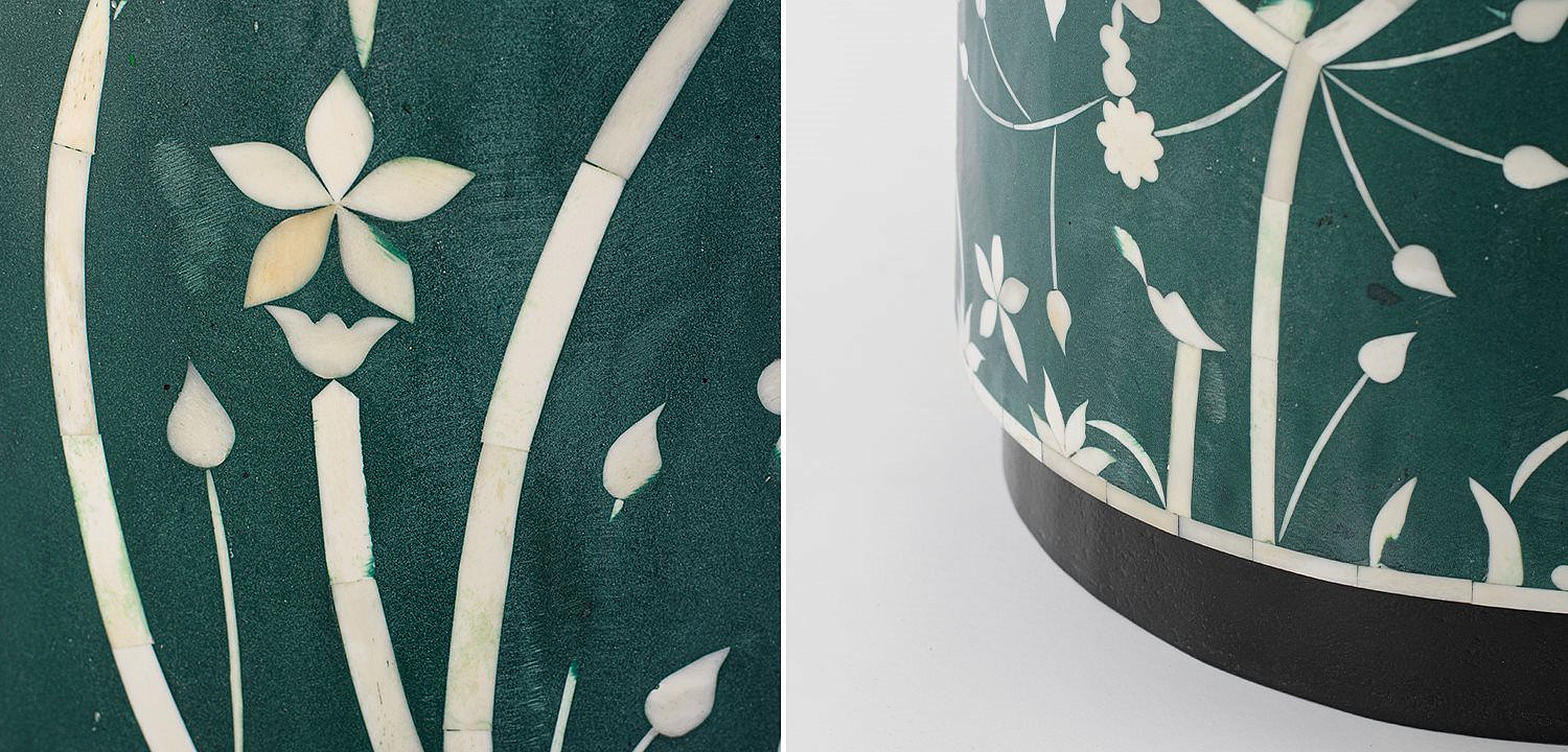 Табурет Green Flower Indian Bone Inlay stool Табурет Green Flower Indian Bone Inlay stool - Loft-Concept в Твери