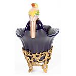Чаша темно-синего цвета из фарфора с разноцветной птичкой Eden Garden porcelain and bronze варинант исполнения - 3 | Loft Concept в Твери