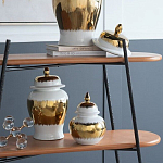 Ваза белая с крышкой и золотистыми фрагментами 24 см Chinoiserie Ceramics варинант исполнения - 4 | Loft Concept в Твери