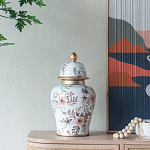 Ваза с нежным цветочным узором в пастельных тонах и крышкой с золотым акцентом Chinoiserie Ceramics варинант исполнения - 5 | Loft Concept в Твери