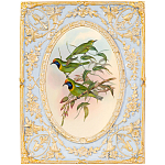 Декоративный постер с изображением птиц в раме с рельефным растительным узором Blooming Birds Poster варинант исполнения - 4 | Loft Concept в Твери