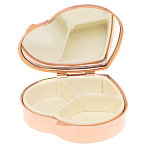 Таблетница карманная в форме сердца с 3-мя отделениями с зеркалом и накладкой из натурального камня Лепидолит Red Gold Stone Pillboxes варинант исполнения - 3 | Loft Concept в Твери