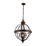 Подвесной светильник бронзового цвета с прозрачным стеклянным плафоном в форме шара в индустриальном стиле на цепи 4 лампы Feiss варинант исполнения - 2 | Loft Concept в Твери