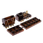 Часы настольные в виде паровоза из натурального камня Обсидиан Train Stone Clock варинант исполнения - 3 | Loft Concept в Твери